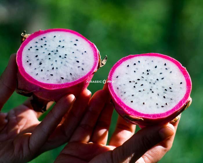 fruit du dragon coupé en deux comme un kiwi